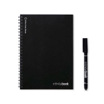 Caderno infinito com capa flexível e marcador, folhas A5 pautadas cor preto primeira vista