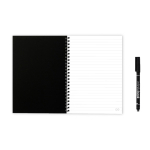 Caderno infinito com capa flexível e marcador, folhas A5 pautadas cor preto