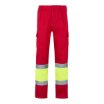 Calças de trabalho unissexo de algodão e poliéster 210 g/m2 Velilla cor vermelho segunda vista