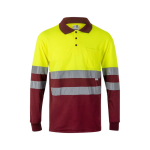 Polo de trabalho manga comprida com refletores 160 g/m2 Velilla cor bordeaux segunda vista