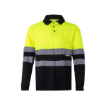 Polo de trabalho manga comprida com refletores 160 g/m2 Velilla cor preto segunda vista