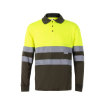 Polo de trabalho manga comprida com refletores 160 g/m2 Velilla cor verde militar segunda vista