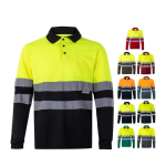 Polo de trabalho manga comprida com refletores 160 g/m2 Velilla varias cores