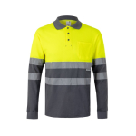 Polo de piqué extragrande de algodão e poliéster 150 g/m2 Velilla cor cinzento segunda vista