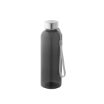 Garrafa de rPET com acabamento translúcido e tampa de aço 600 ml cor preto