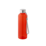 Garrafa de rPET com acabamento translúcido e tampa de aço 600 ml cor vermelho