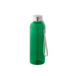 Garrafa de rPET com acabamento translúcido e tampa de aço 600 ml cor verde