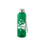 Garrafa de rPET com acabamento translúcido e tampa de aço 600 ml cor verde imagem com logo