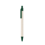 Caneta de alumínio reciclado de pacotes de leite, tinta azul cor verde-escuro primeira vista