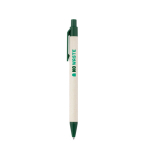Caneta de alumínio reciclado de pacotes de leite, tinta azul cor verde-escuro imagem com logo