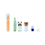 Conjunto de 3 canetas coloridas de animais com carimbo para crianças cor natural primeira vista
