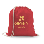 Mochila de cordão de algodão reciclado e poliéster 150 g/m2 cor vermelho imagem com logo