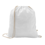Mochila de cordão de algodão reciclado e poliéster 150 g/m2 cor branco