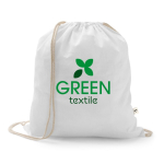 Mochila de cordão de algodão reciclado e poliéster 150 g/m2 cor branco imagem com logo