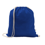 Mochila de cordão de algodão reciclado e poliéster 150 g/m2 cor azul real