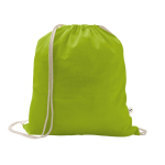 Mochila de cordão de algodão reciclado e poliéster 150 g/m2 cor verde-claro