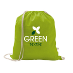 Mochila de cordão de algodão reciclado e poliéster 150 g/m2 cor verde-claro imagem com logo