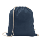 Mochila de cordão de algodão reciclado e poliéster 150 g/m2 cor azul-marinho