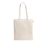 Saco de compras de algodão reciclado com asas compridas 140 g/m2 cor natural