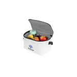 Saco térmico de poliéster reciclado com alça ajustável 7 L cor branco imagem com logo 5