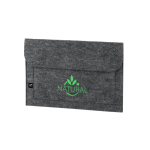 Capa de feltro reciclado com compartimento para portátil 14” cor cinzento-escuro imagem com logo