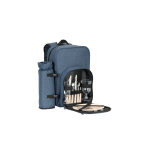 Mochila térmica para piquenique de poliéster reciclado com utensílios cor azul terceira vista