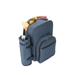 Mochila térmica para piquenique de poliéster reciclado com utensílios cor azul sexta vista