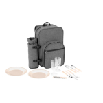 Mochila térmica para piquenique de poliéster reciclado com utensílios cor cinzento-escuro segunda vista