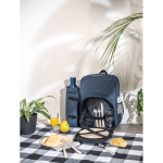 Mochila térmica para piquenique de poliéster reciclado com utensílios vista conjunto