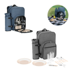Mochila térmica para piquenique de poliéster reciclado com utensílios varias cores