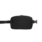 Bolsa de cintura de poliéster reciclado com forro e 2 compartimentos cor preto primeira vista