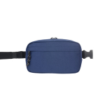 Bolsa de cintura de poliéster reciclado com forro e 2 compartimentos cor azul primeira vista