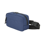 Bolsa de cintura de poliéster reciclado com forro e 2 compartimentos cor azul terceira vista