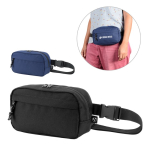 Bolsa de cintura de poliéster reciclado com forro e 2 compartimentos varias cores