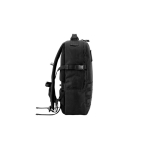 Mochila militar de poliéster reciclado com faixas e emblema cor preto terceira vista