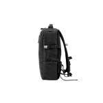 Mochila militar de poliéster reciclado com faixas e emblema cor preto quarta vista