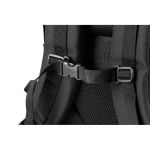 Mochila militar de poliéster reciclado com faixas e emblema cor preto quinta vista
