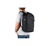 Mochila militar de poliéster reciclado com faixas e emblema cor preto