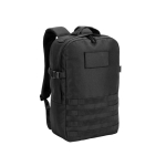 Mochila militar de poliéster reciclado com faixas e emblema cor preto