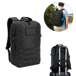 Mochila militar de poliéster reciclado com faixas e emblema varias cores