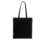 Saco de compras de algodão orgânico com asas compridas 140 g/m2 cor preto