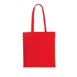 Saco de compras de algodão orgânico com asas compridas 140 g/m2 cor vermelho