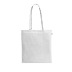 Saco de compras de algodão orgânico com asas compridas 140 g/m2 cor branco