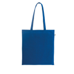 Saco de compras de algodão orgânico com asas compridas 140 g/m2 cor azul real