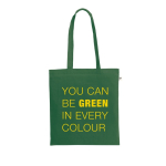 Saco de compras de algodão orgânico com asas compridas 140 g/m2 cor verde-escuro imagem com logo