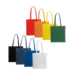 Saco de compras de algodão orgânico com asas compridas 140 g/m2 varias cores