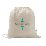 Mochila de cordão de algodão reciclado e poliéster 150 g/m2 cor natural imagem com logo