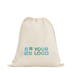 Mochila de cordão natural totalmente feita de algodão 140 g/m2 vista principal