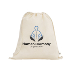 Mochila de cordão feita de algodão orgânico com pegas 140 g/m2 cor natural imagem com logo