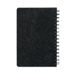 Caderno de feltro reciclado com capa semidura, folhas A5 pautadas cor cinzento-escuro terceira vista